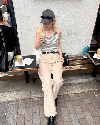 Striped volter neck cropped top
