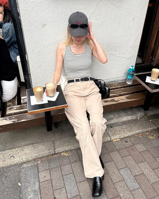 Striped volter neck cropped top