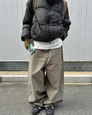 Flap hip pocket balloon cotton pants