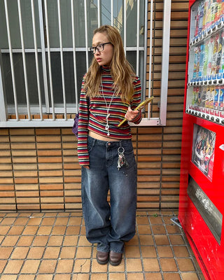 Natural Wash Rib Wide Denim Pants