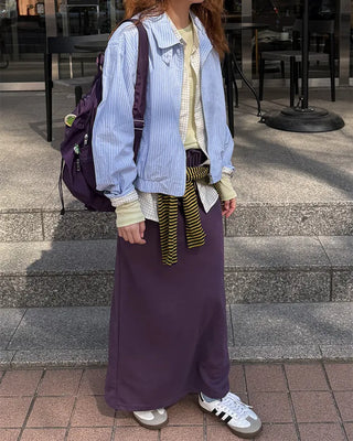 Waist String Sweat Long Skirt
