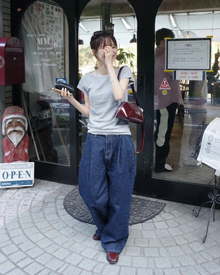 Pintuck Wide Denim Pants