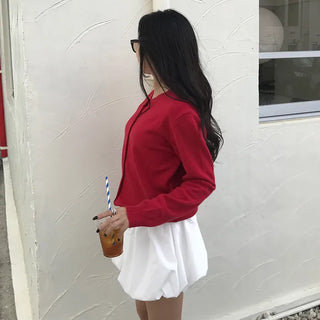 Waist draw balloon mini skirt