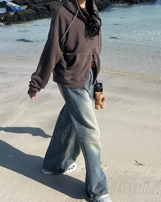 Vintage Wash Double Zip Hoodie