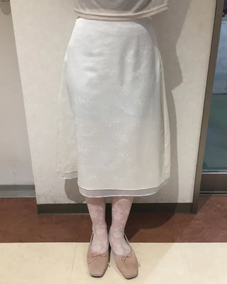 Flower Jacquard Layered Trapeze Skirt