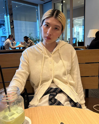 Wide Rib Hem Knit Cardigan Hoodie