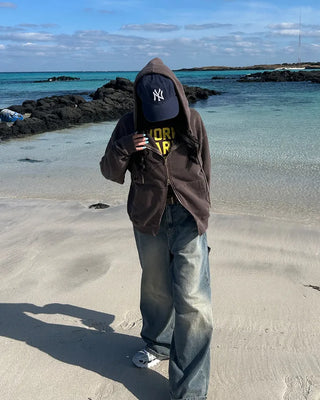 Vintage Wash Double Zip Hoodie