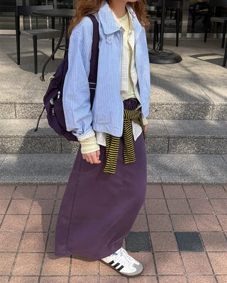 Waist String Sweat Long Skirt