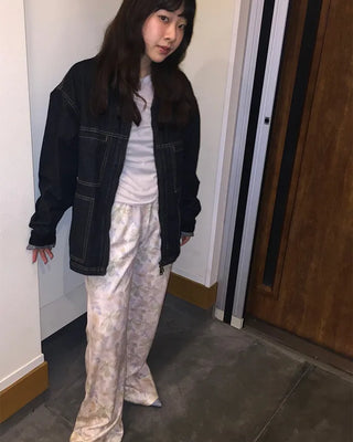 (Unisex) Two-tone Zip Denim Jacket