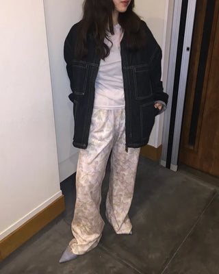 Vintage floral bootcut pants