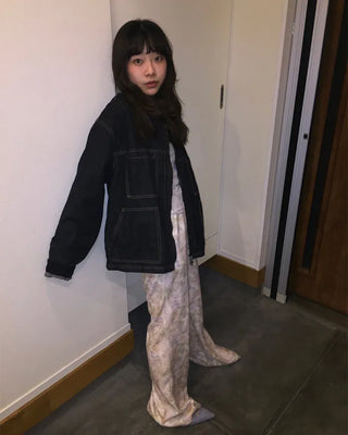 (Unisex) Two-tone Zip Denim Jacket