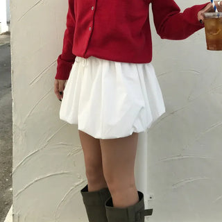 Waist draw balloon mini skirt