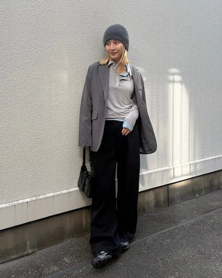 Polo neck semi-cropped long T-shirt