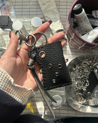 Eyelet Leather Lighter Case Keychain