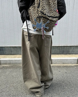 Flap hip pocket balloon cotton pants