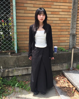 Center Cross Nylon Long Skirt