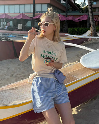 MONDAY Round Neck Half T-Shirt