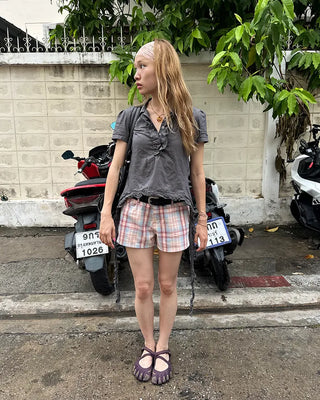 Windowpane check shorts