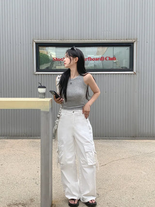 Cotton strap cargo pants (3 colors)