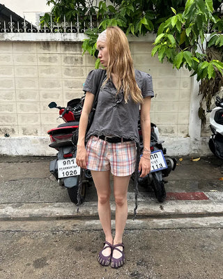 Windowpane check shorts