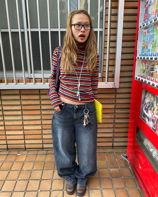 Natural Wash Rib Wide Denim Pants