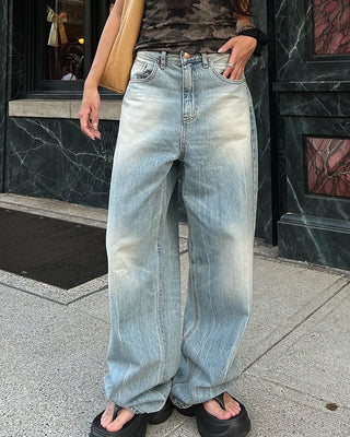 Wing Hip Painted Straight Denim Pants