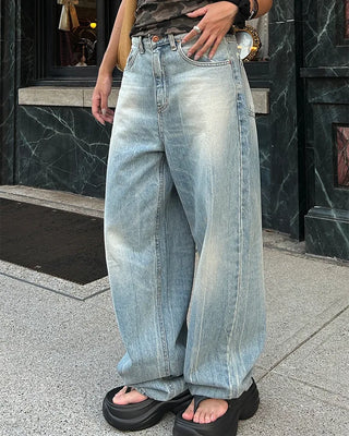 Wing Hip Painted Straight Denim Pants