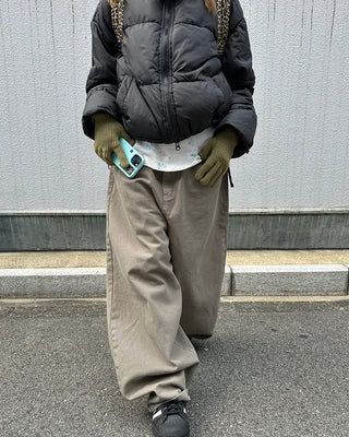 Flap hip pocket balloon cotton pants