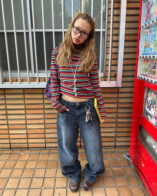 Natural Wash Rib Wide Denim Pants