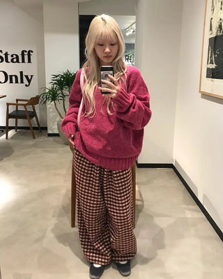 Checkered Pants with Waistband