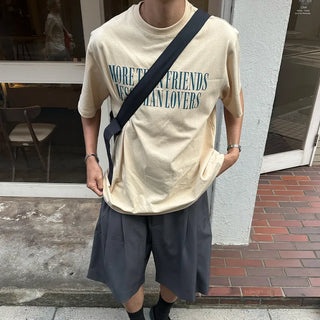 Simple color lettering short-sleeved T-shirt