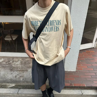 Simple color lettering short-sleeved T-shirt