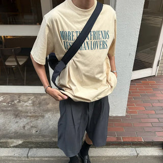 Simple color lettering short-sleeved T-shirt