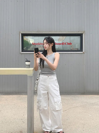 Cotton strap cargo pants (3 colors)