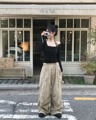 [2-way] Carpenter Tucked Wide Pants