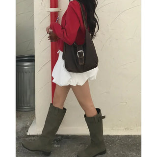 Waist draw balloon mini skirt
