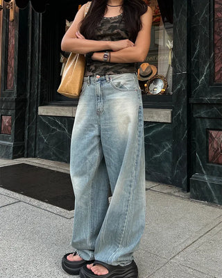Wing Hip Painted Straight Denim Pants
