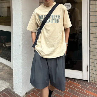 Simple color lettering short-sleeved T-shirt