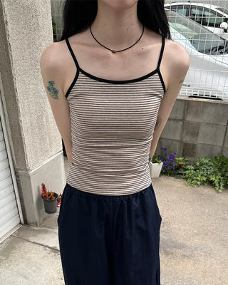 Camisole with striped cap