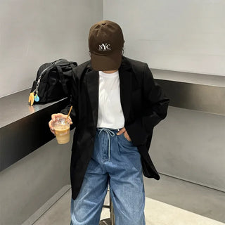 One-button oversized jacket