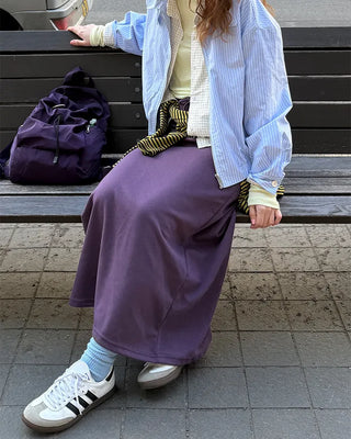 Waist String Sweat Long Skirt