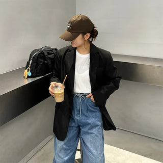 One-button oversized jacket