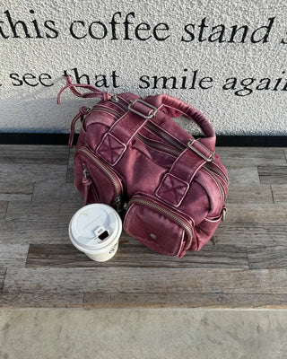 Block stitch stud vintage Boston bag