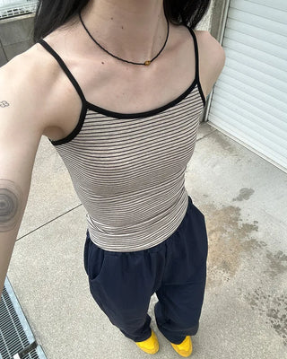 Camisole with striped cap