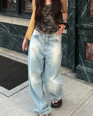 Wing Hip Painted Straight Denim Pants