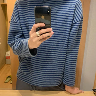 (Unisex) Striped Knit Hooded T-shirt