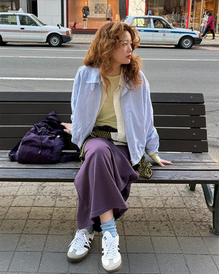 Waist String Sweat Long Skirt