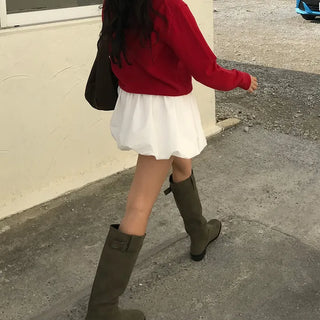 Waist draw balloon mini skirt