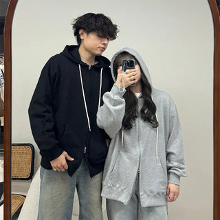 (Unisex) Plain Zip Hoodie