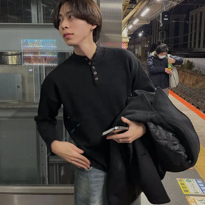 Henley neck simple knit